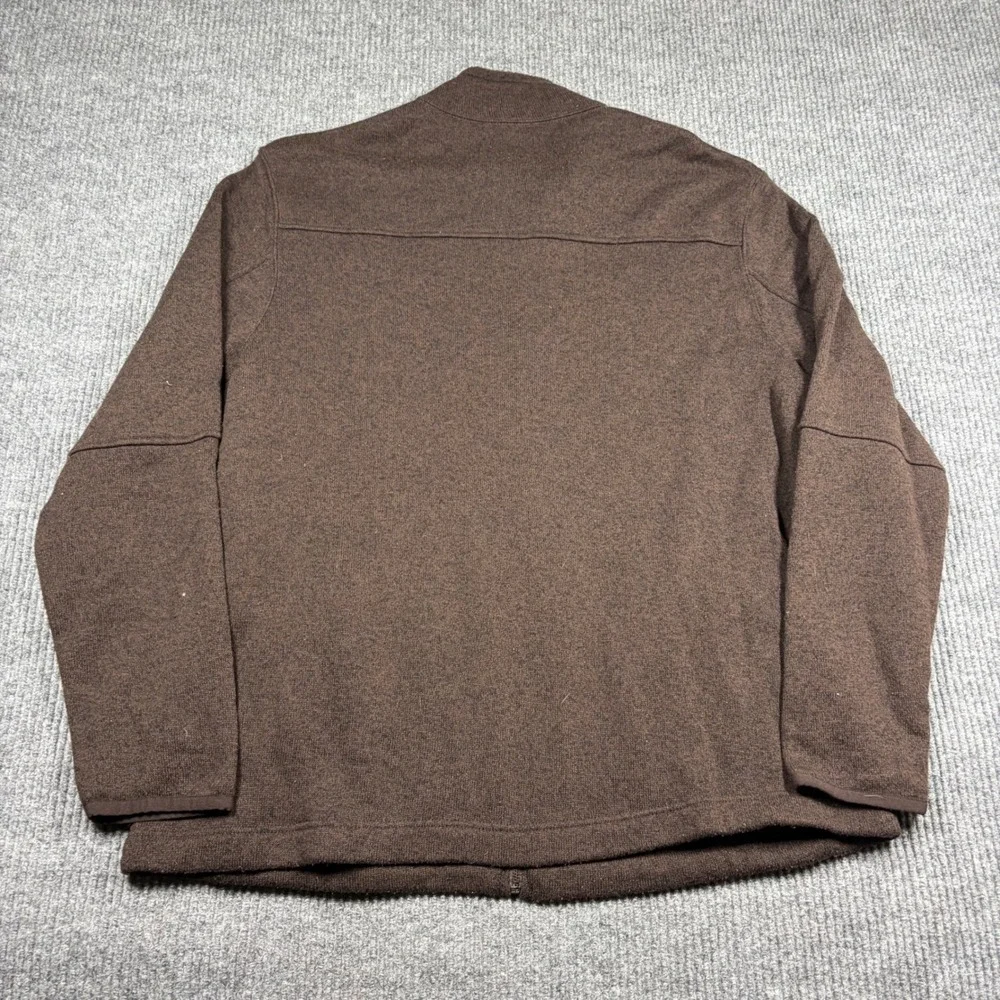 GH Bass & Co Jacket Mens XXL Brown Full Zip Sweater Fleece Mock Neck Flannel